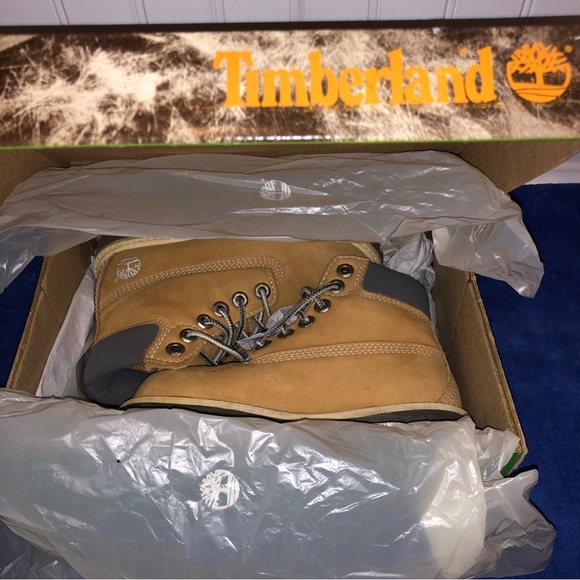 VTG EUC! Timberland Gray Upper Wheat Nubuck Toddler Sz 10 Leather Boots Shoes - Picture 4 of 10